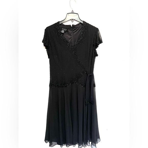 Black Beaded Jkara Dress, Mother of the Bride Dress, Event Dress - Picture 1 of 8